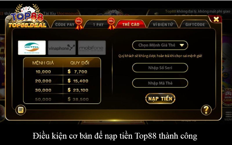 Các bước nạp tiền game bài đổi thưởng nhanh chóng