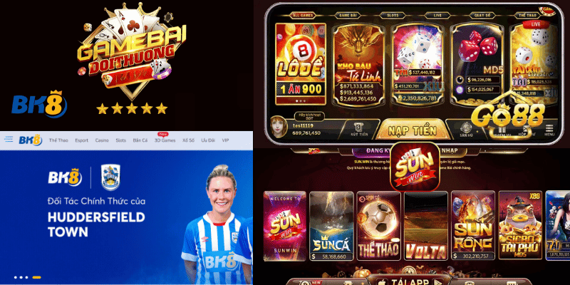 So sánh giao diện của 3 cổng game đổi thưởng online hàng đầu: Go88, Sunwin và BK8.